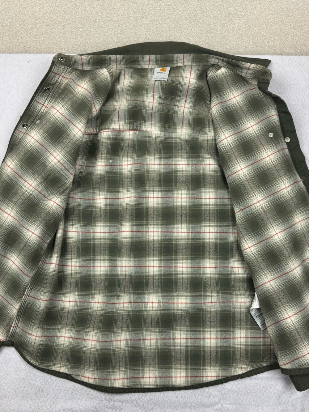 Carhartt Womens Flannel Lined Canvas Shirt Jacket M - Picture 5 of 6